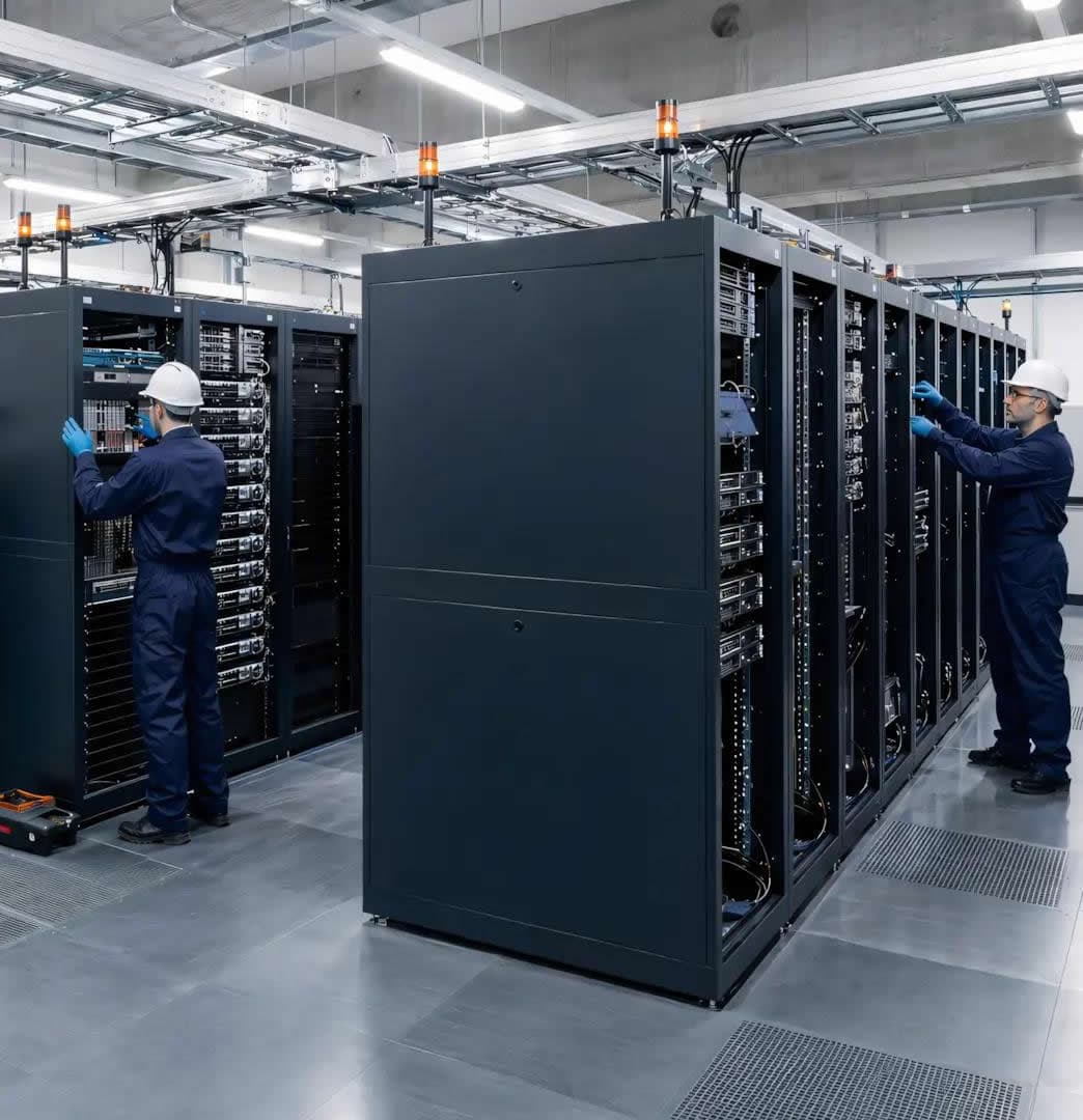 High-density server rack and precision patch panel installation